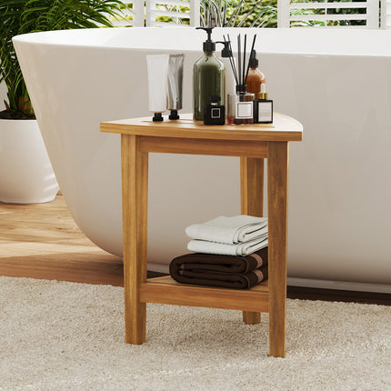 18 Inches Waterproof Shower Stool with Storage Shelf