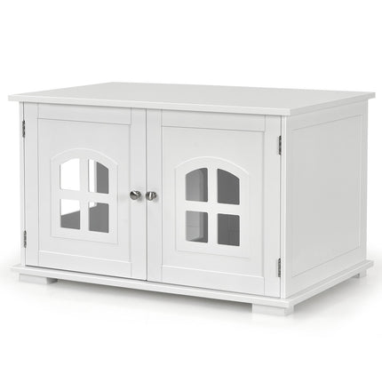 Large Wooden Cat Litter Box Enclosure Hidden Cat Washroom with Divider