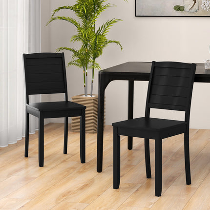 Wood Dining Chair Set of 2 Armless Kitchen Chairs with Rubber Wood Legs