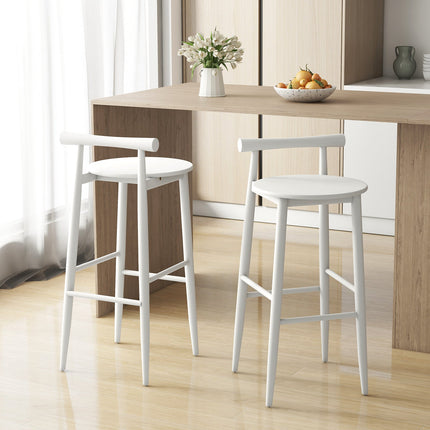 Wooden Bar Chair Set of 2 with Backrest and Footrest for Home Restaurant Cafe