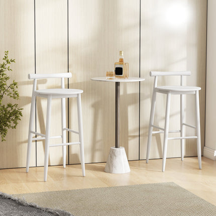 Wooden Bar Chair Set of 2 with Backrest and Footrest for Home Restaurant Cafe