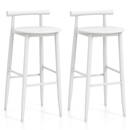 Wooden Bar Chair Set of 2 with Backrest and Footrest for Home Restaurant Cafe