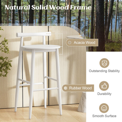 Wooden Bar Chair Set of 2 with Backrest and Footrest for Home Restaurant Cafe