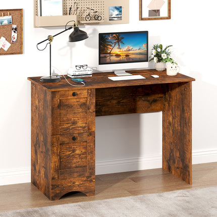 Wooden Computer Desk Workstation with 3 Drawers for Home and Office