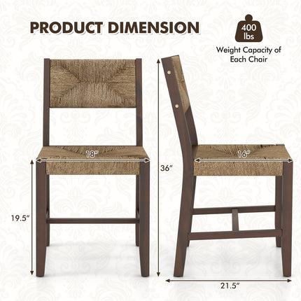 Wooden Dining Chair Set of 2 for Kitchen Dining Room-Brown