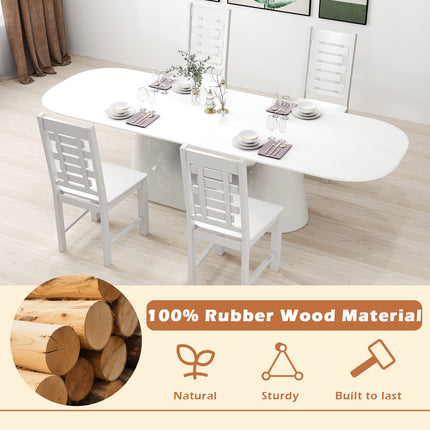 Wooden Dining Chair Set of 2 Solid Rubber Wood Kitchen Chairs