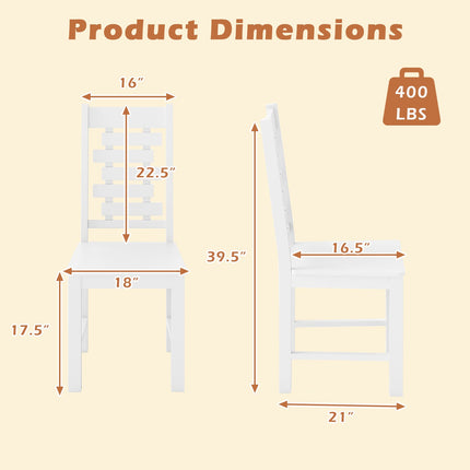 Wooden Dining Chair Set of 2 Solid Rubber Wood Kitchen Chairs