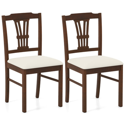 Wooden Dining Chairs Set of 2 Upholstered Kitchen Chairs with Solid Rubber Wood Frame