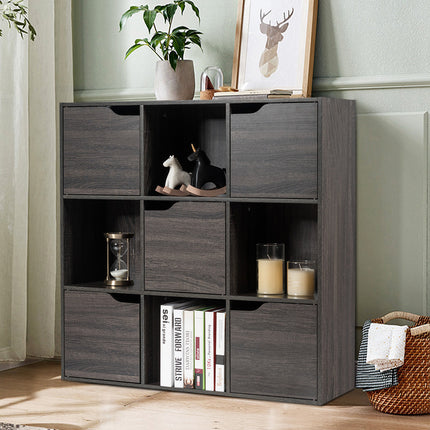 9-Cube Wooden Freestanding Bookcase for Home and Office