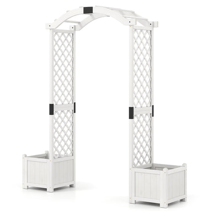 Wooden Garden Arbor with Planter and Trellis for Climbing Plants Decorations