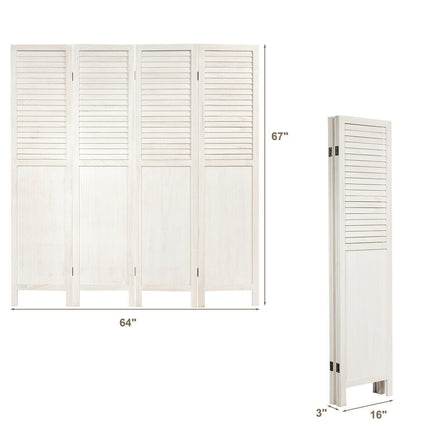 5.6 Ft Tall 4 Panel Folding Privacy Room Divider
