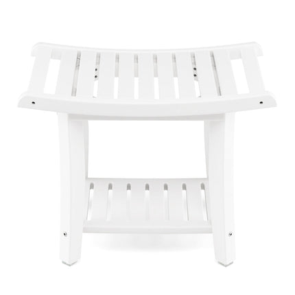 Waterproof Bath Stool with Curved Seat and Storage Shelf