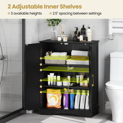 Bathroom Floor Storage Cabinet with 2 Doors and Adjustable Shelves