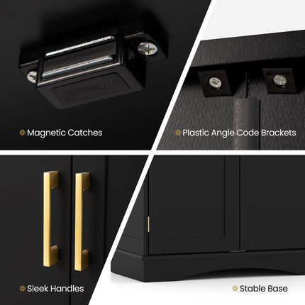 Bathroom Floor Storage Cabinet with 2 Doors and Adjustable Shelves