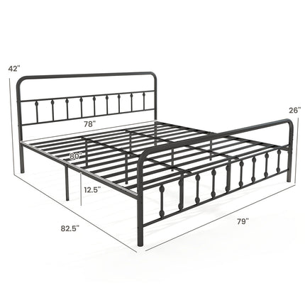 Bed Frame with Headboard and Under Bed Storage Black