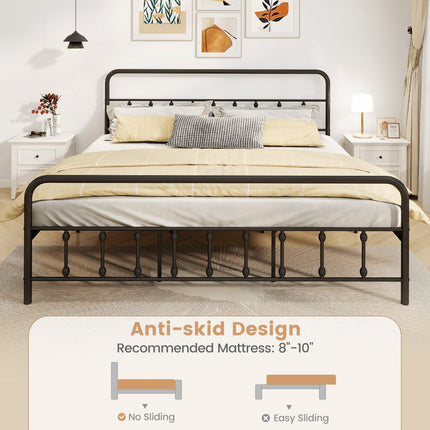 Bed Frame with Headboard and Under Bed Storage Black