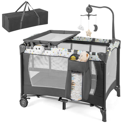 Multi-Functional Baby Playpen with Mattress and Removable Changing Table