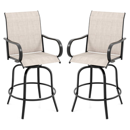 2 Pieces 360 Rotating Bar Stool Set with Armrests for Patio