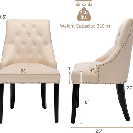 Modern Upholstered Button-Tufted Dining Chair with Naild Trim