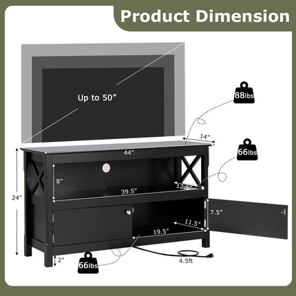 44 Inch Wooden Storage Cabinet TV Stand