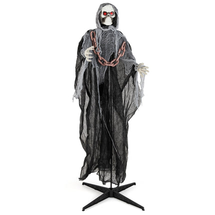 6.4 Feet Halloween Standing Grim Reaper with Lighted Eyes and Terrifying Sounds