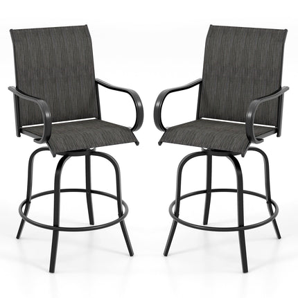 2 Pieces 360 Rotating Bar Stool Set with Armrests for Patio