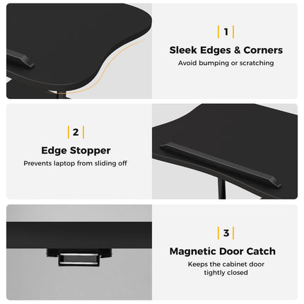 Adjustable Mobile Standing Desk Cart with Tilt Desktop and Cabinet
