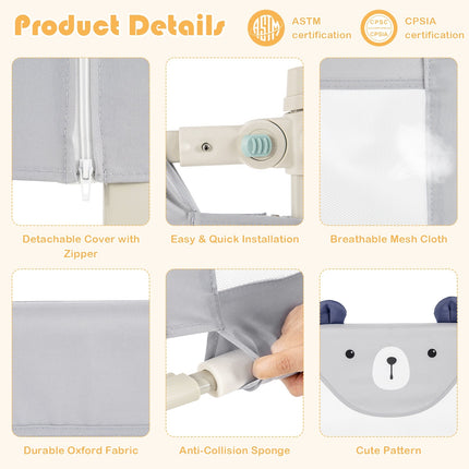 Vertical Lifting Baby Bedrail Guard with Lock-Gray