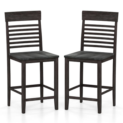 Dining Chair Set of 2 with Footrests and Solid Wood Frame