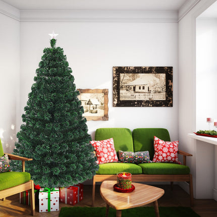 5/6/7 Feet Multicolor Artificial Christmas Tree with LED Light and Metal Stand
