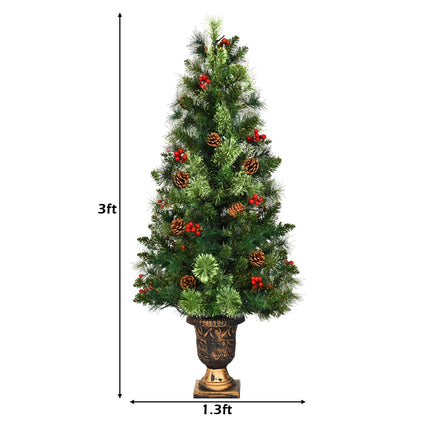 LED Christmas Tree with Red Berries Pine Cones