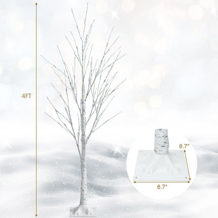 Pre-lit White Twig Birch Tree for Christmas Holiday with LED Lights