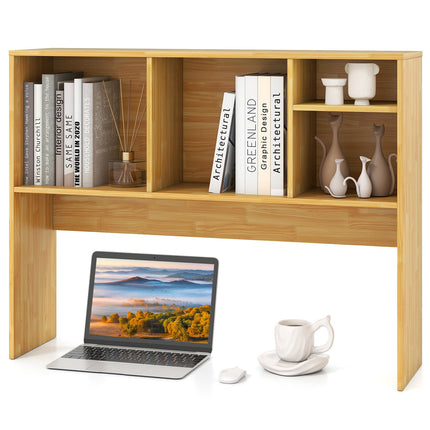Computer Desktop Bookcase with 4 Cubbies and Open Back Compartment