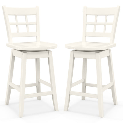 Counter Height Barstools Set of 2 with 6-Grid Hollow Back and Seat