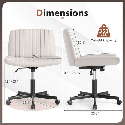 Criss Cross Chair with Wheels Cross-Legged Swivel Desk Chair with Soft-Padded Wide Seat