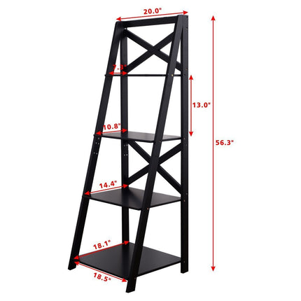 4-tier Leaning Free Standing Ladder Shelf Bookcase-White