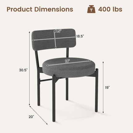 Dining Chair Set of 2 with Curved Backrest and Padded Seat