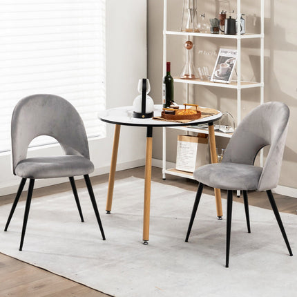 Dining Chair Set of 2 with Metal Base and Adjustable Pads