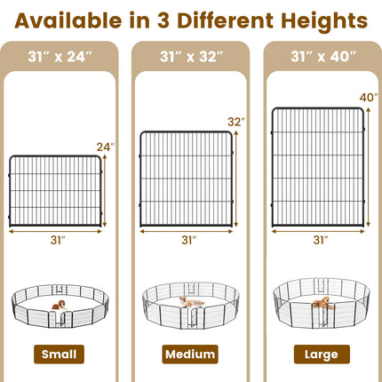16 Panel 24/32/40 Inches Height Dog Playpen with Lock and Large Door