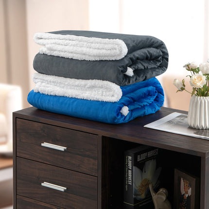 Electric Heated Blanket Throw Reversible Flannel and Sherpa Blanket