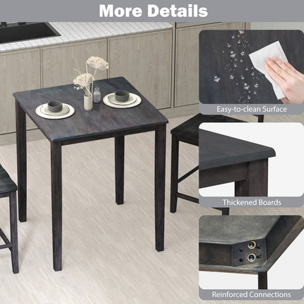 Square Dining Table with Solid Wood Frame for 4-Person