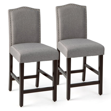 2 Pcs Fabric Nail Head Counter Height Dining Side Chairs Set