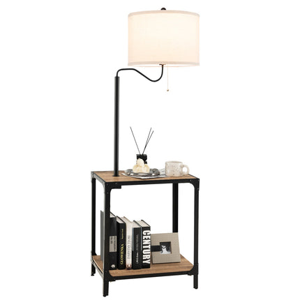 360¬∞ Rotatable Floor Lamp with End Table and USB Charging Ports
