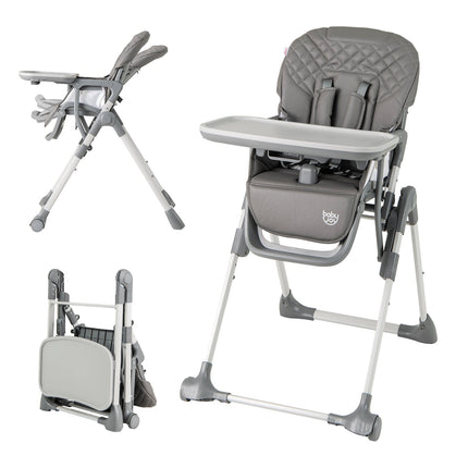 Foldable High Chair with Footrest and Detachable Tray
