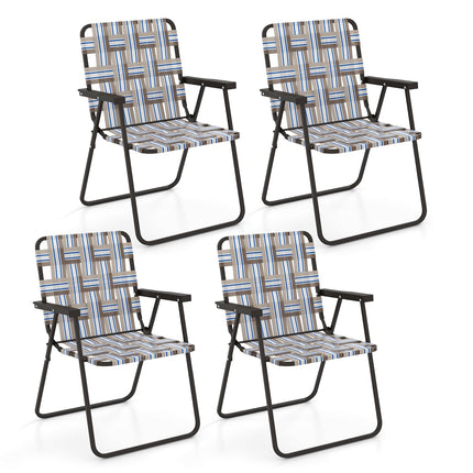 4 Pieces Folding Beach Chair Camping Lawn Webbing Chair