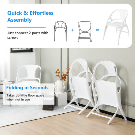 Folding Dining Chairs Set of 2 with Armrest and High Backrest