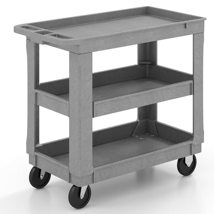 3-Tier Utility Cart with 550 LBS Max Load and Adjustable Middle Shelf-Gray