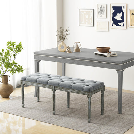 French Vintage Entryway Bench 47 Inch Upholstered Dining Bench