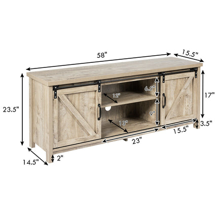 TV Stand Media Center Console Cabinet with Sliding Barn Door