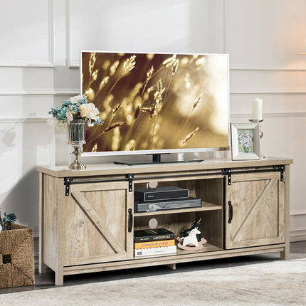 TV Stand Media Center Console Cabinet with Sliding Barn Door
